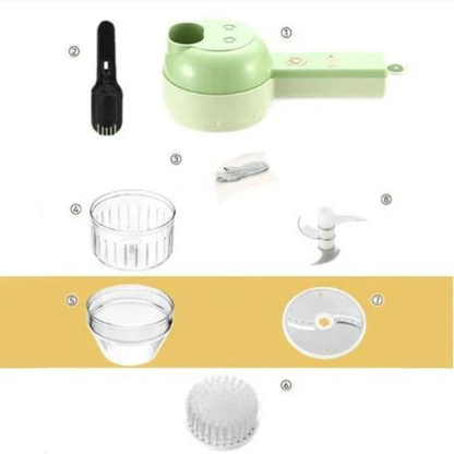 Electric food chopper with transparent slicing and chopping cups