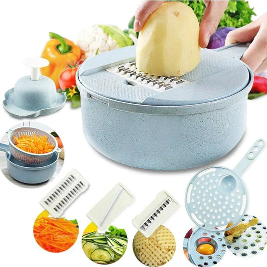 Multifunctional vegetable slicer with non-slip container and strainer