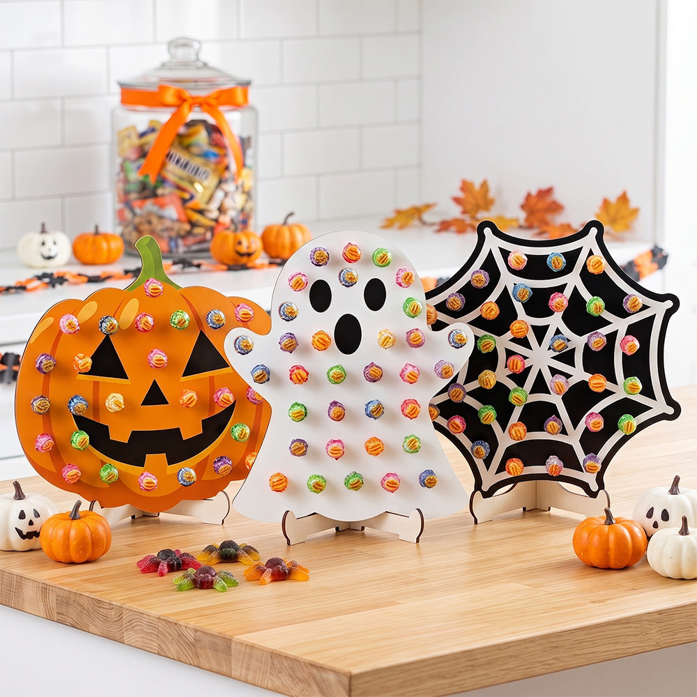 Four piece wooden candy display stand set for Halloween