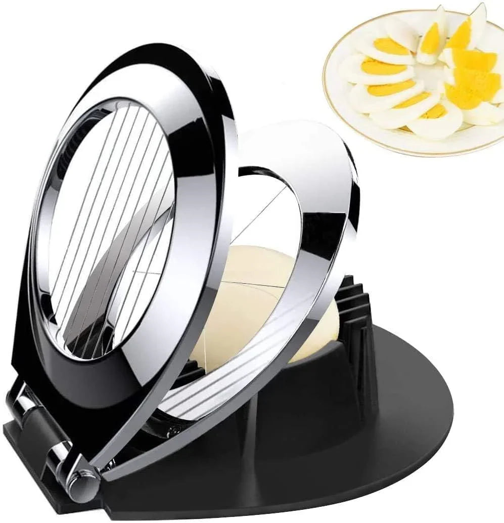 Stainless steel egg slicer with non-slip base