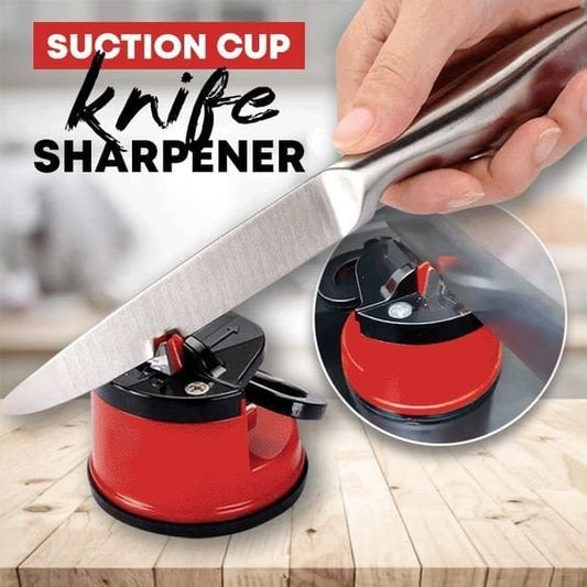 Manual knife sharpener with suction cup base