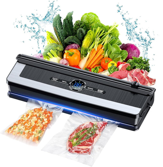 Vacuum sealer with built-in bag cutter and LED display