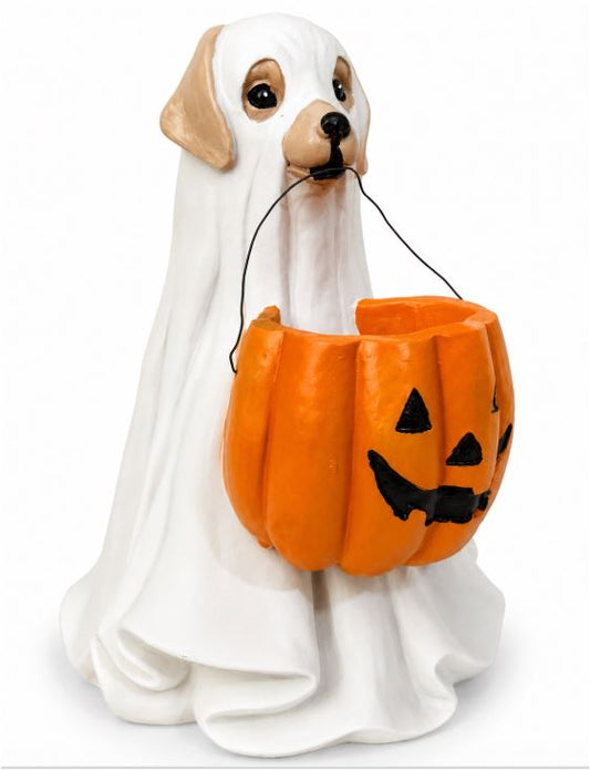 Hand-painted resin pumpkin puppy garden ornament