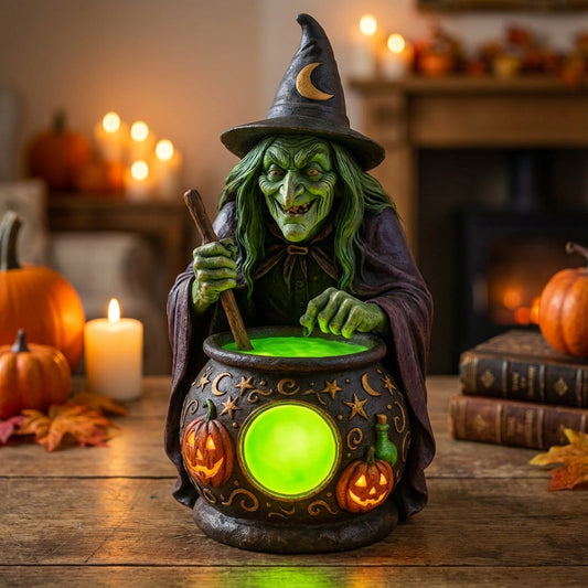 USB glowing resin cauldron figurine with neon green LED