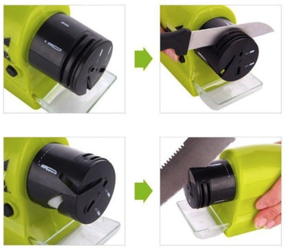Electric knife sharpener with diamond wheel and non-slip base