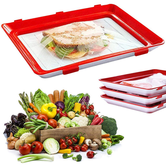 Airtight food preservation tray with stackable lid