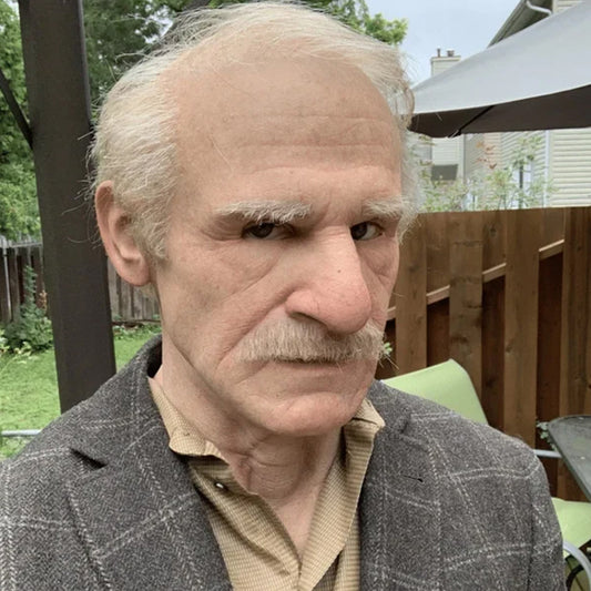 Handmade natural latex old man mask with movable mouth