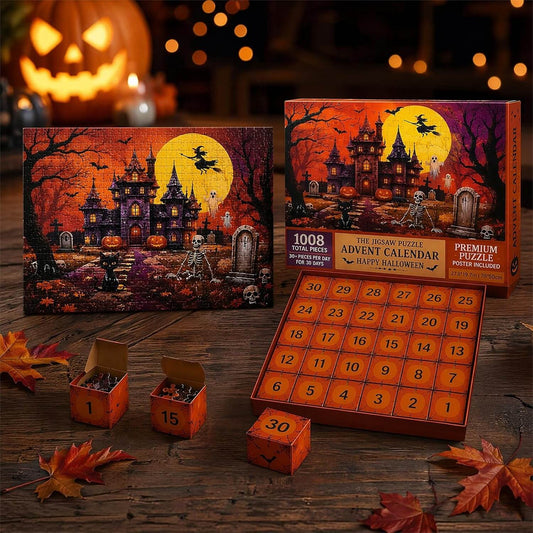 Halloween haunted castle puzzle advent calendar with mini blind boxes