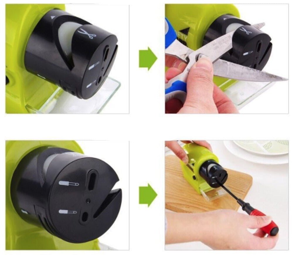 Electric knife sharpener with diamond wheel and non-slip base