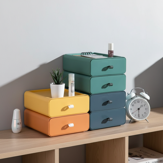 Small stackable storage drawer box for desk and bedroom