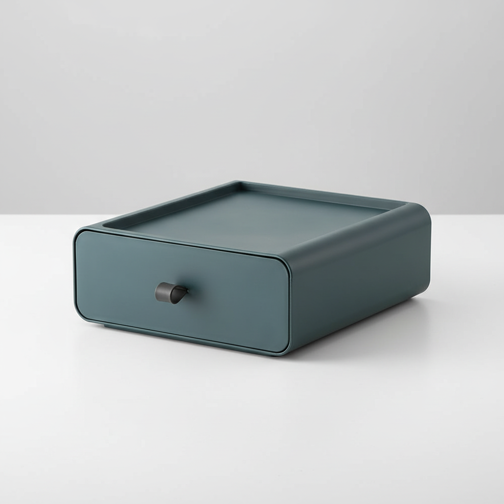 Small stackable drawer storage box in gray