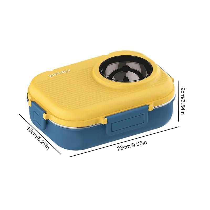Insulated stainless steel lunch box with three compartments