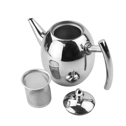 Stainless steel teapot with built-in infuser