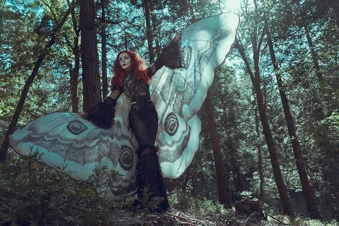 Moth wing cape size reference at 180 by 145 centimetres
