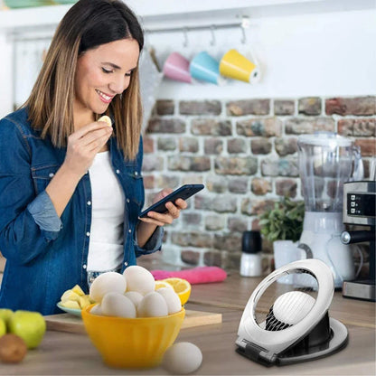 Stainless steel egg slicer with non-slip base