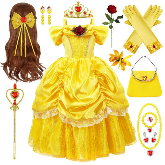 Girls princess gown costume set with tiara and accessories