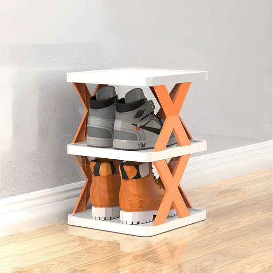 Foldable multi-tier shoe rack with tool-free assembly