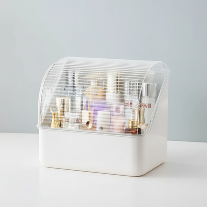 Cosmetic organizer drawer pulled out