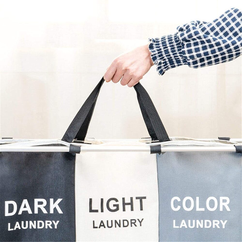 Standing laundry sorter with removable fabric compartments