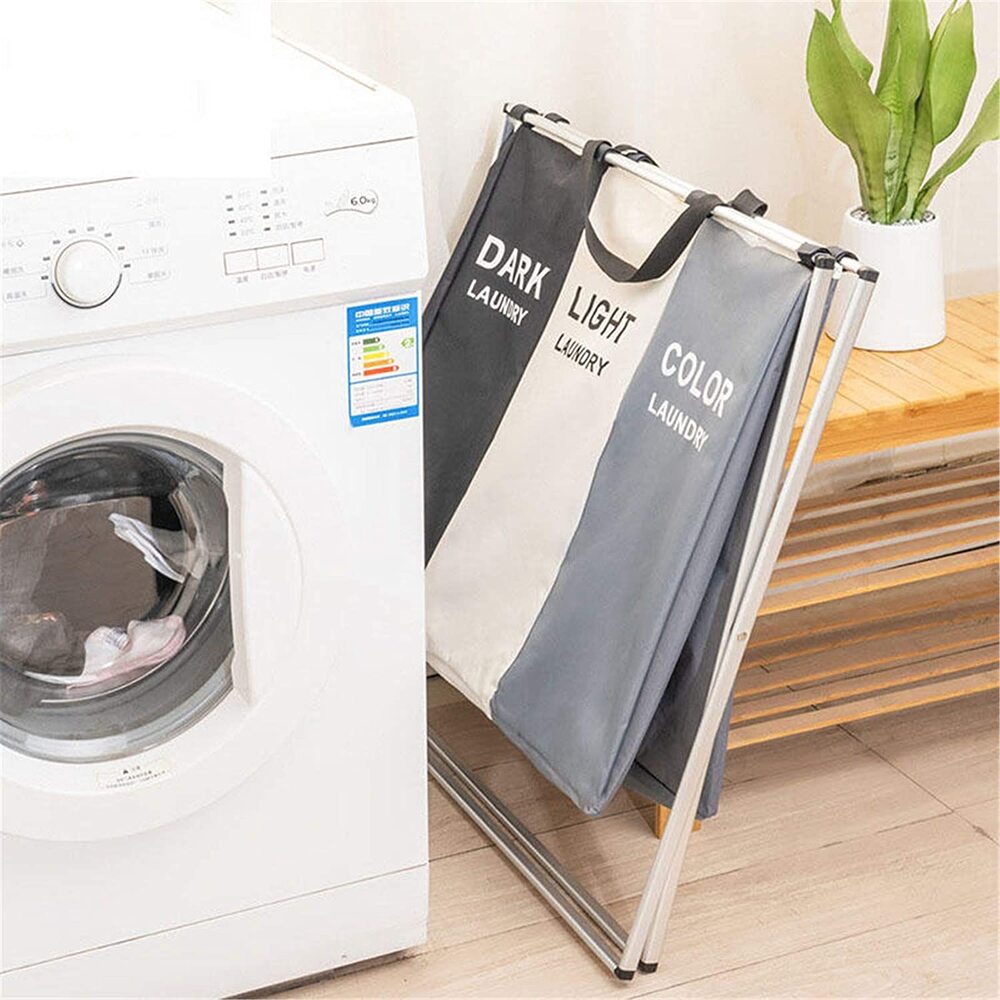Laundry sorter basket with three separated sections