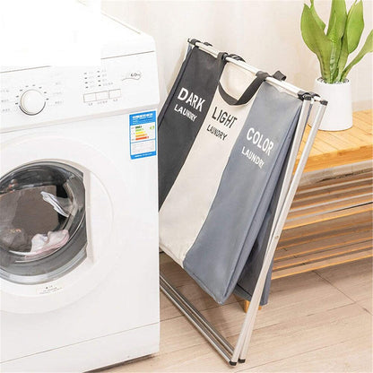 Laundry sorter basket with three separated sections