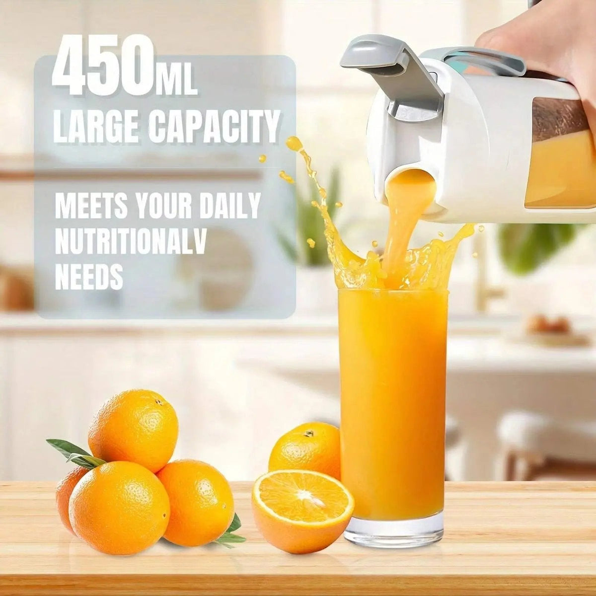 Cordless portable blender with 450 ml jar