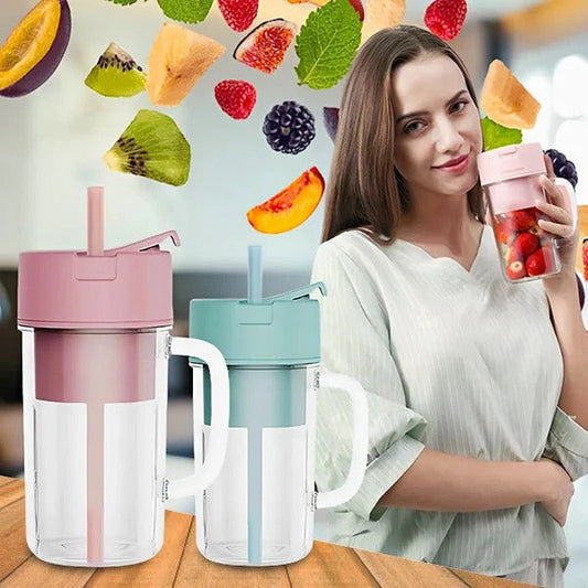 Portable blender cup with stainless steel blades and sealing lid