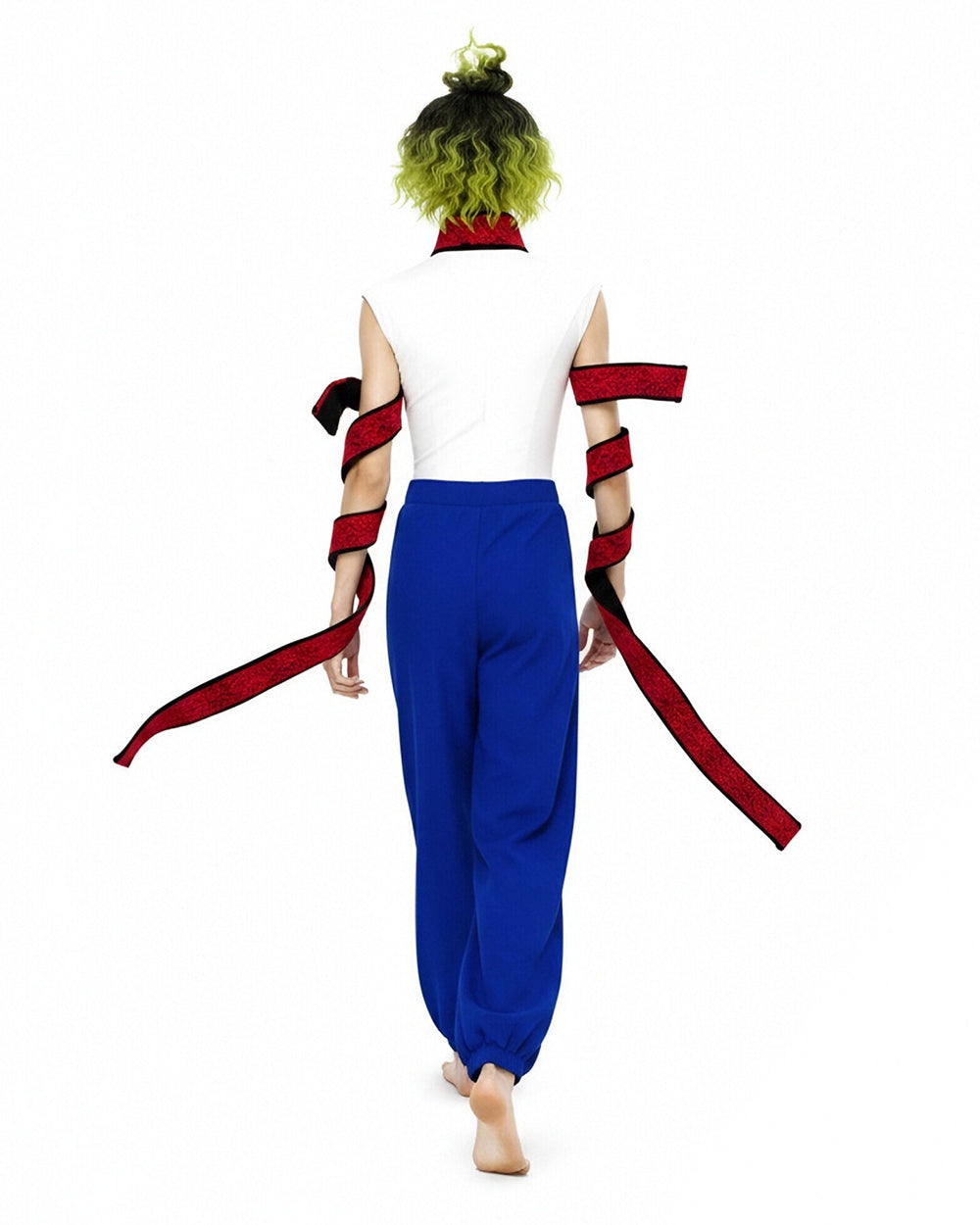 Long red patterned arm ribbons from the costume set