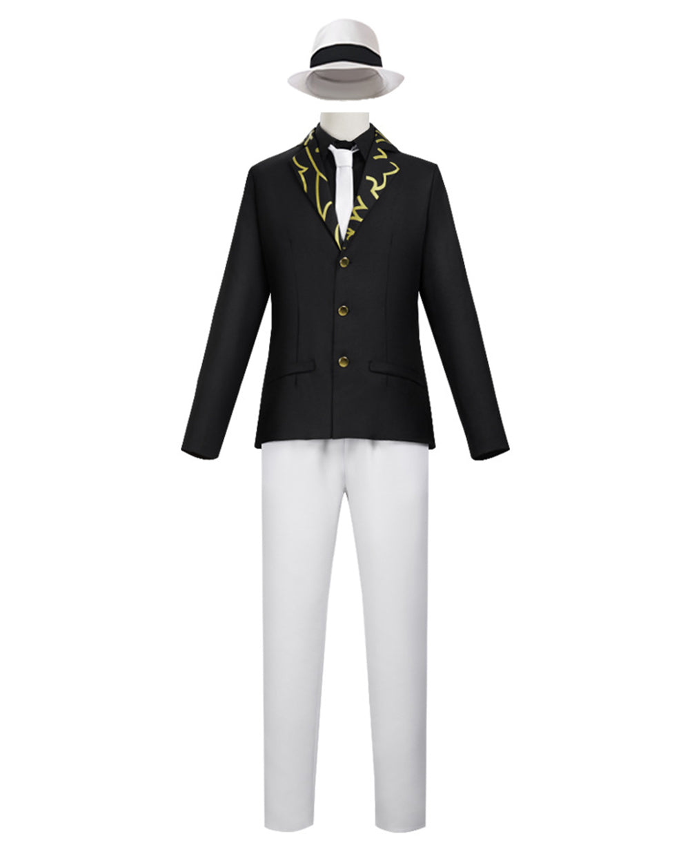 White costume trousers with elastic waistband