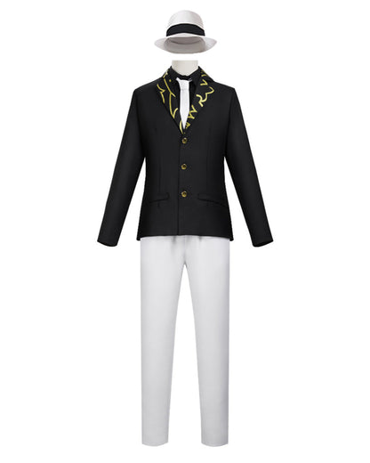 White costume trousers with elastic waistband
