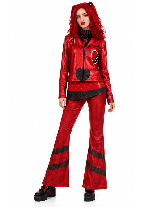 Red metallic princess costume with jacket, top and flare trousers