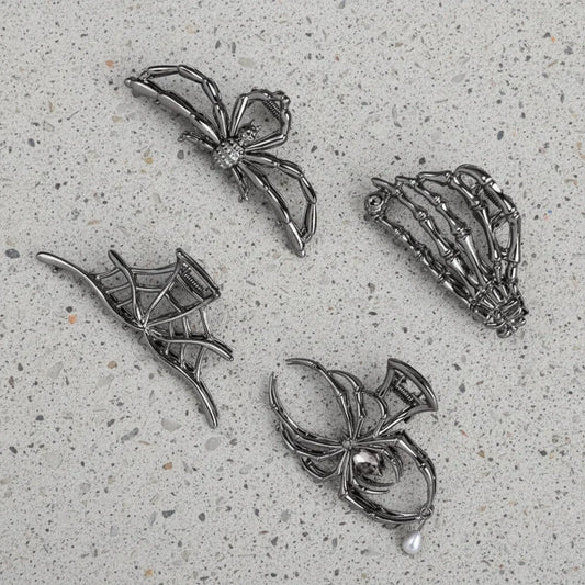 Halloween hair clips with spider and bat designs