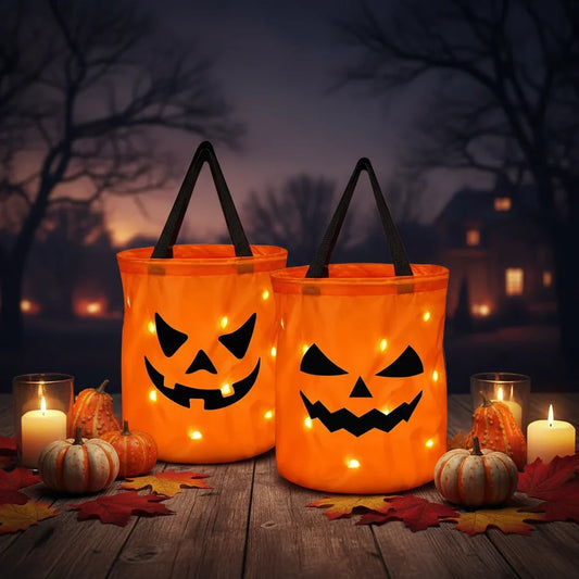 LED light-up pumpkin trick-or-treat bag