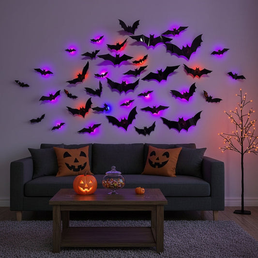LED bat wall decorations with 3D foldable wings