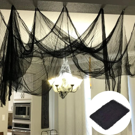 Black mesh Halloween spider web netting decoration