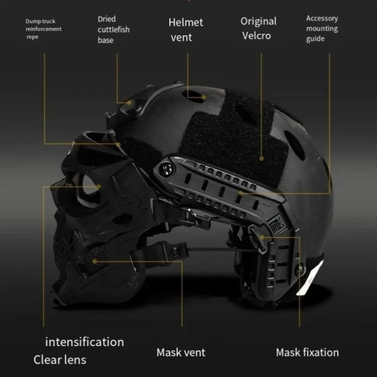 Person wearing the tactical skull cosplay mask
