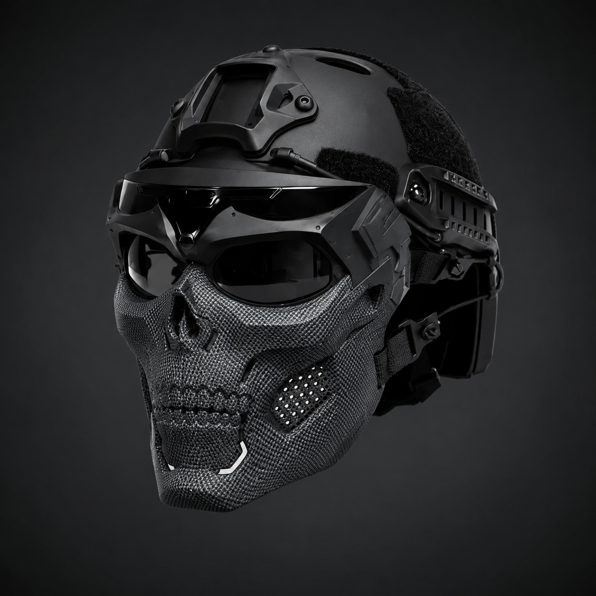 Tactical skull mask shown in green