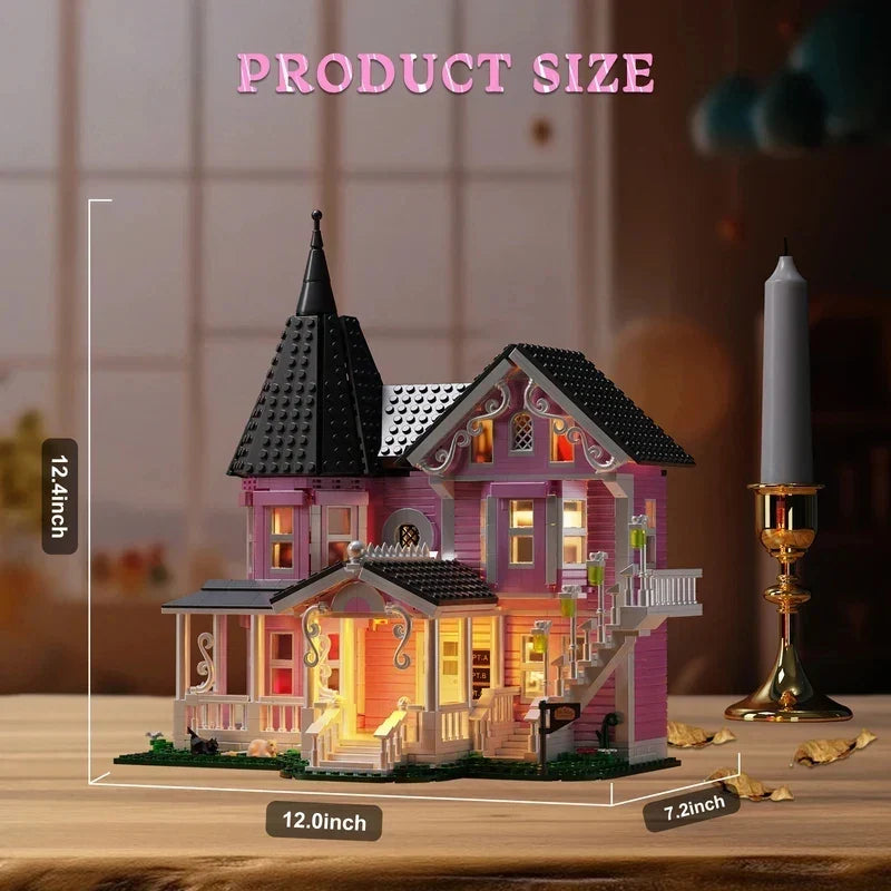 Light-up Halloween haunted house building block set