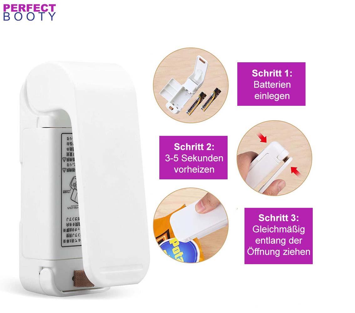 Compact battery-powered bag sealer for food bags