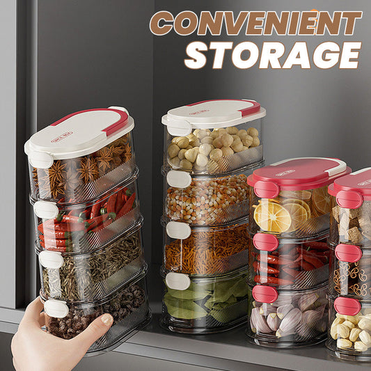 Stackable spice rack organizer with airtight tiers