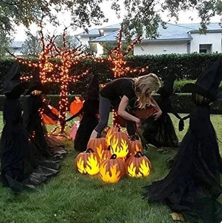 Battery powered witch yard stake detail