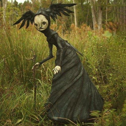 Dark witch sculpture for Halloween tabletop display