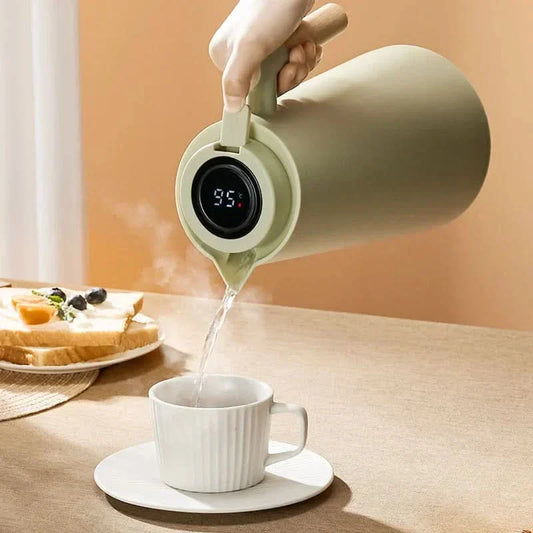 Glass-lined thermal carafe with digital touch temperature display